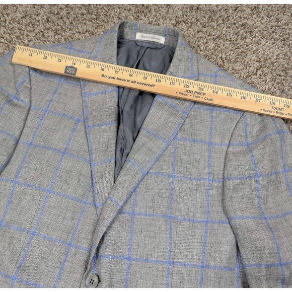 Ralph Lauren LRL Blazer Jacket Mens 38R Grey Windowpane Check Linen Sport Coat - Picture 7 of 10